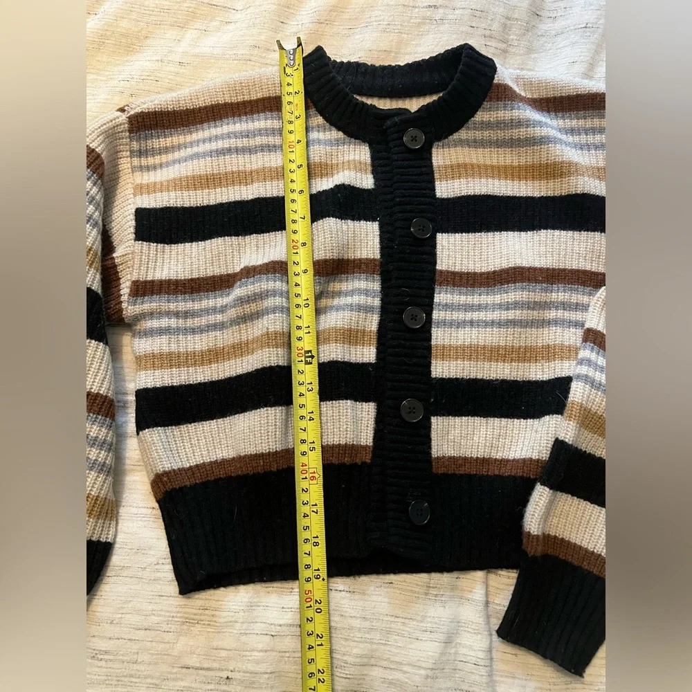 Frank & Oak Striped Women's Sweater - Black, Brown, Light Blue, Cream - Picture 2 of 4